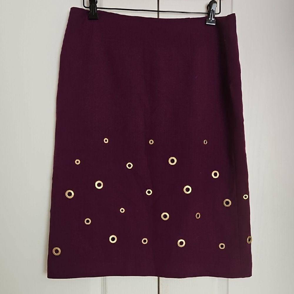 Escada Purple Embellished Pencil Skirt Knee-Length